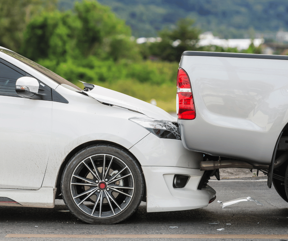 Image of rear-end collision between two vehicles